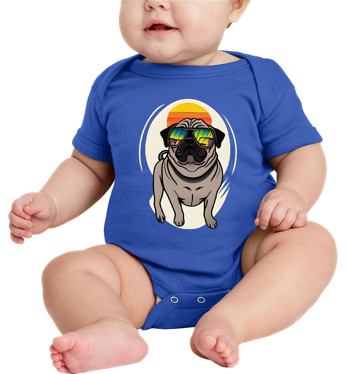 Pug Dog With Sunglasses Baby Onesie