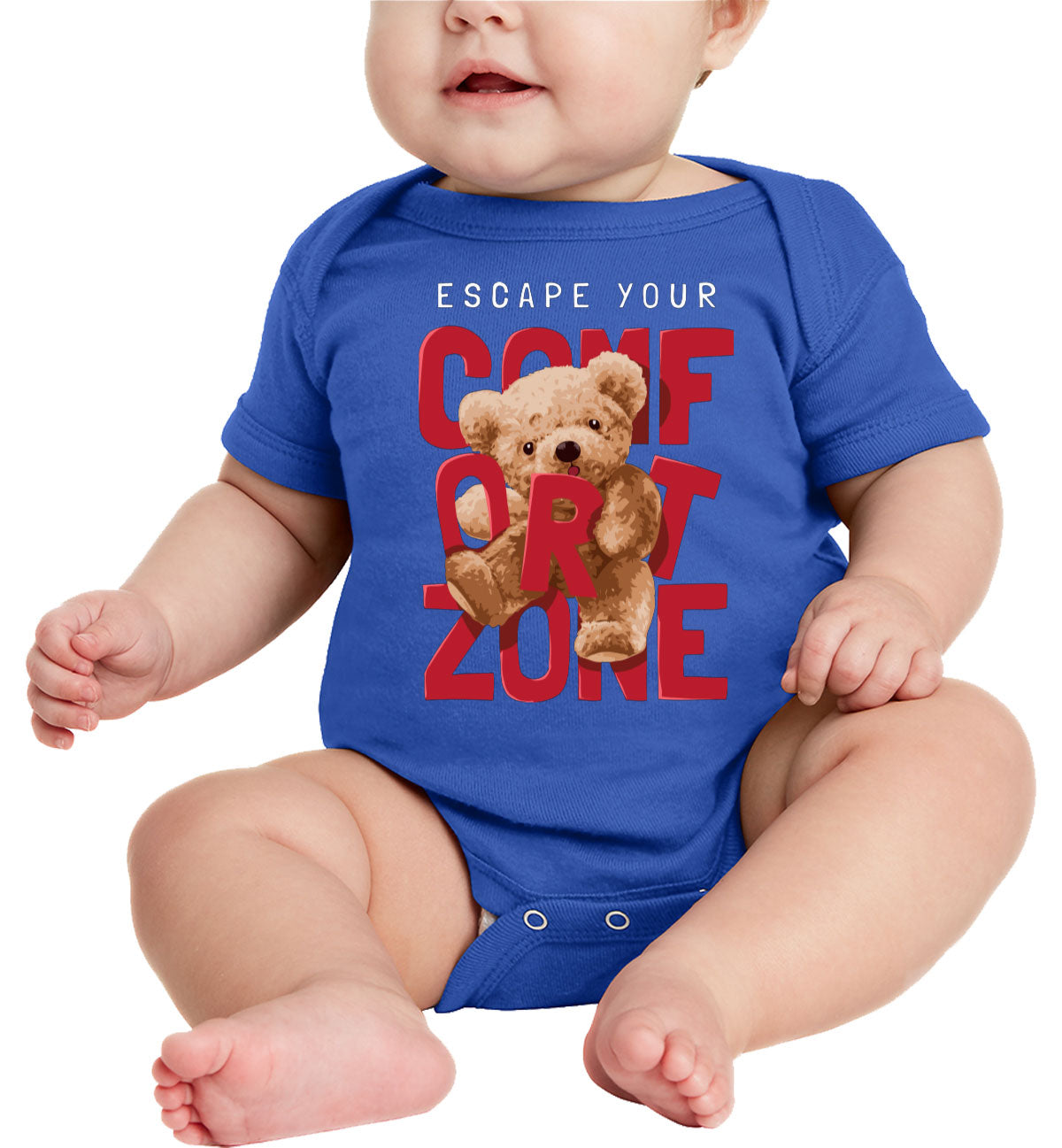 Teddy Bear Escape Your Comfort Zone Baby Onesie