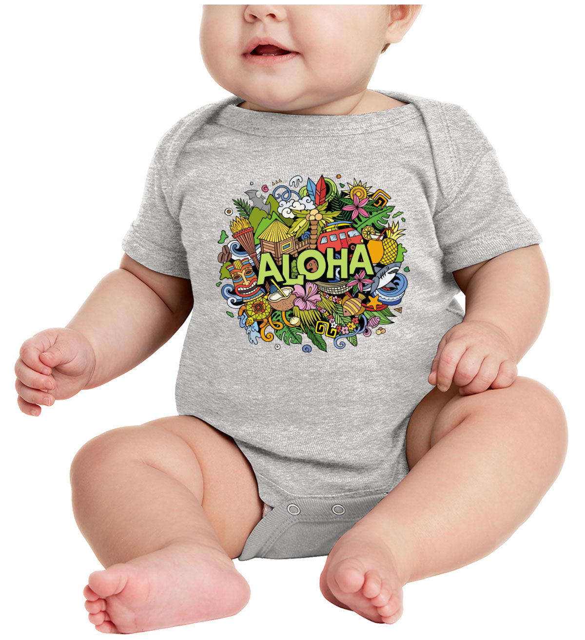 Aloha Hawaii Doodle Baby Onesie