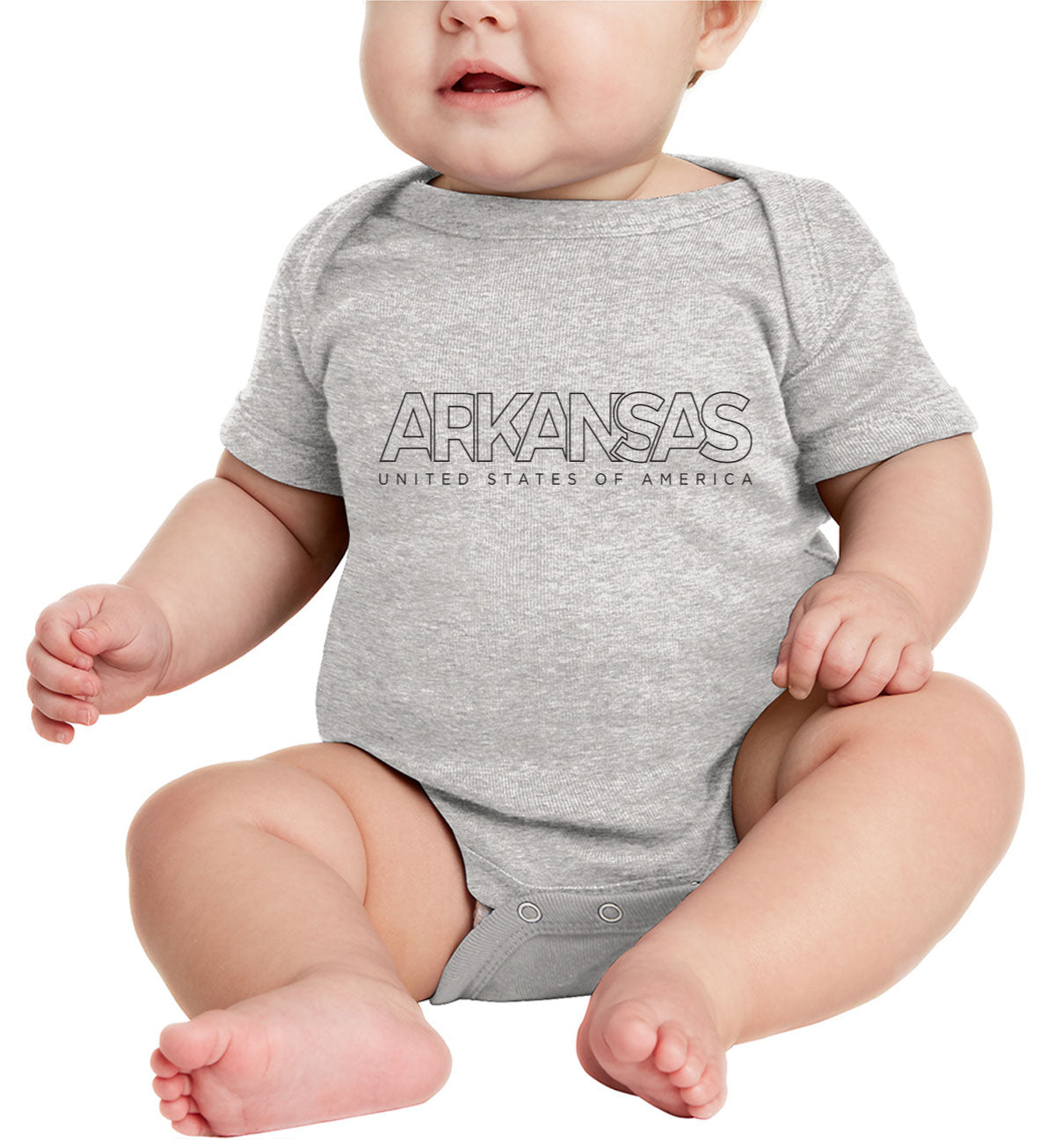 Arkansas Outline Typography Baby Onesie