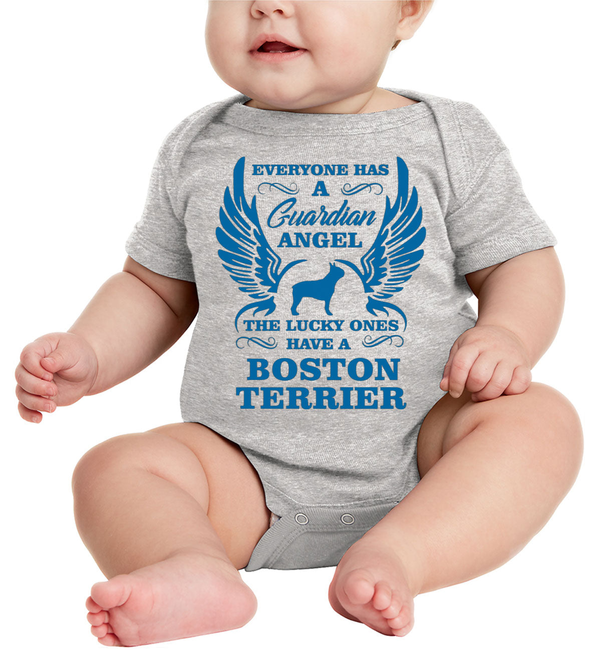 Boston Terrier Guardian Angel Dog Baby Onesie