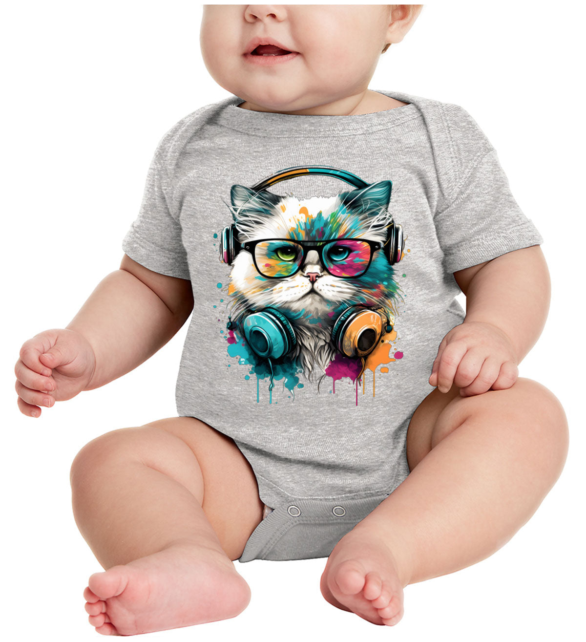 Cat Wearing Glasses Baby Onesie