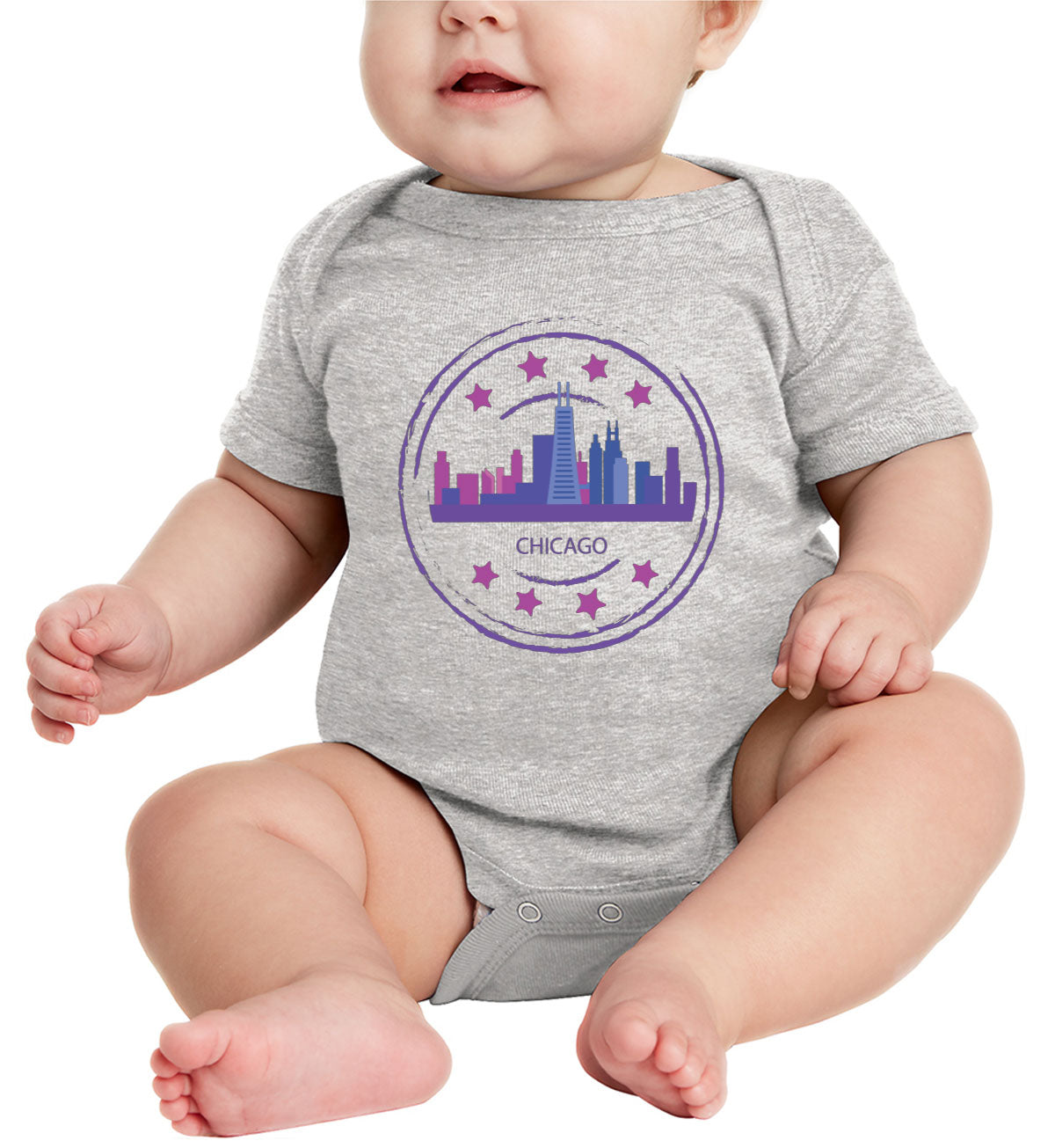 Chicago Stamp Baby Onesie