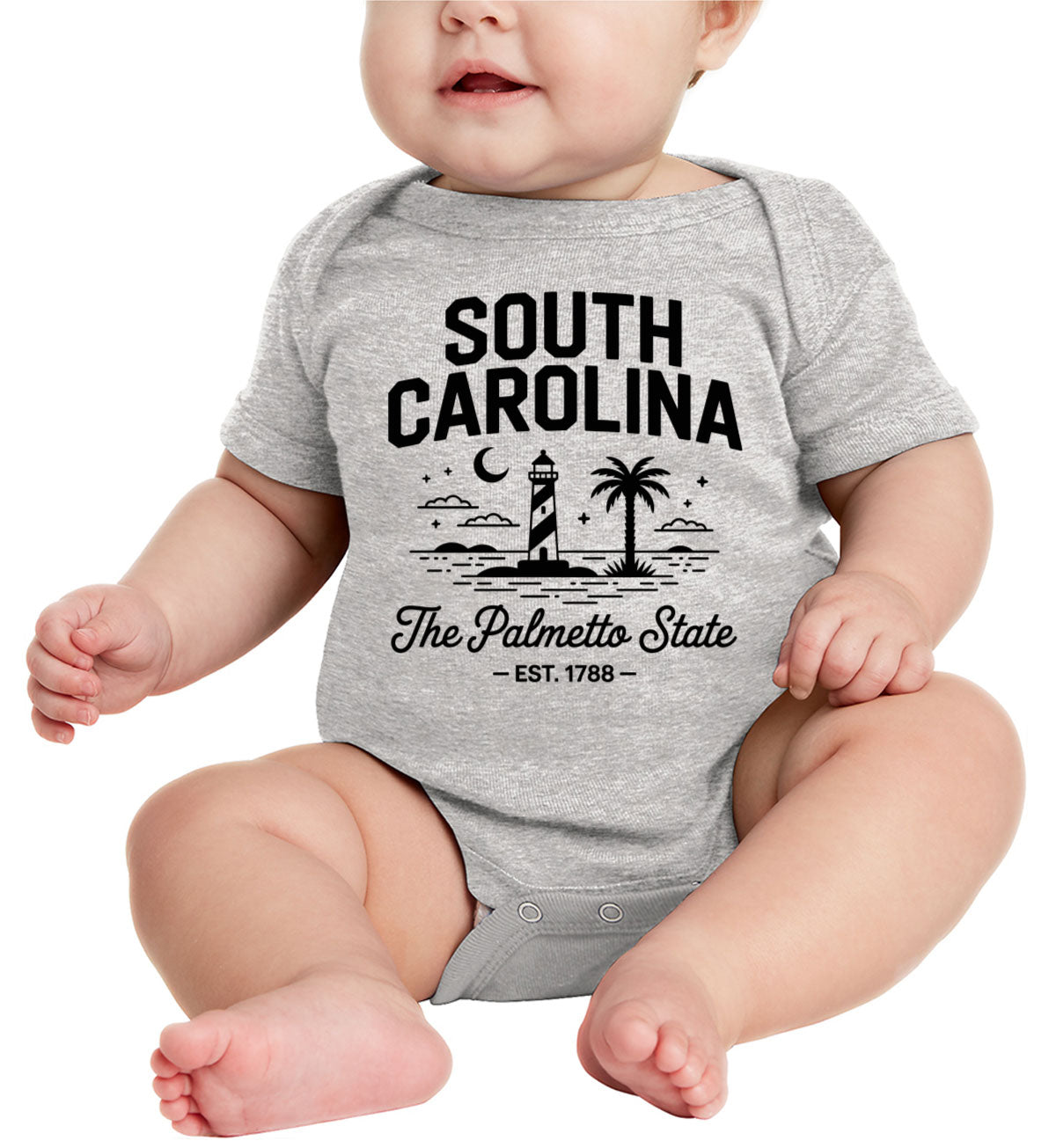 South Carolina Cityscape Illustration The Palmetto State Baby Onesie