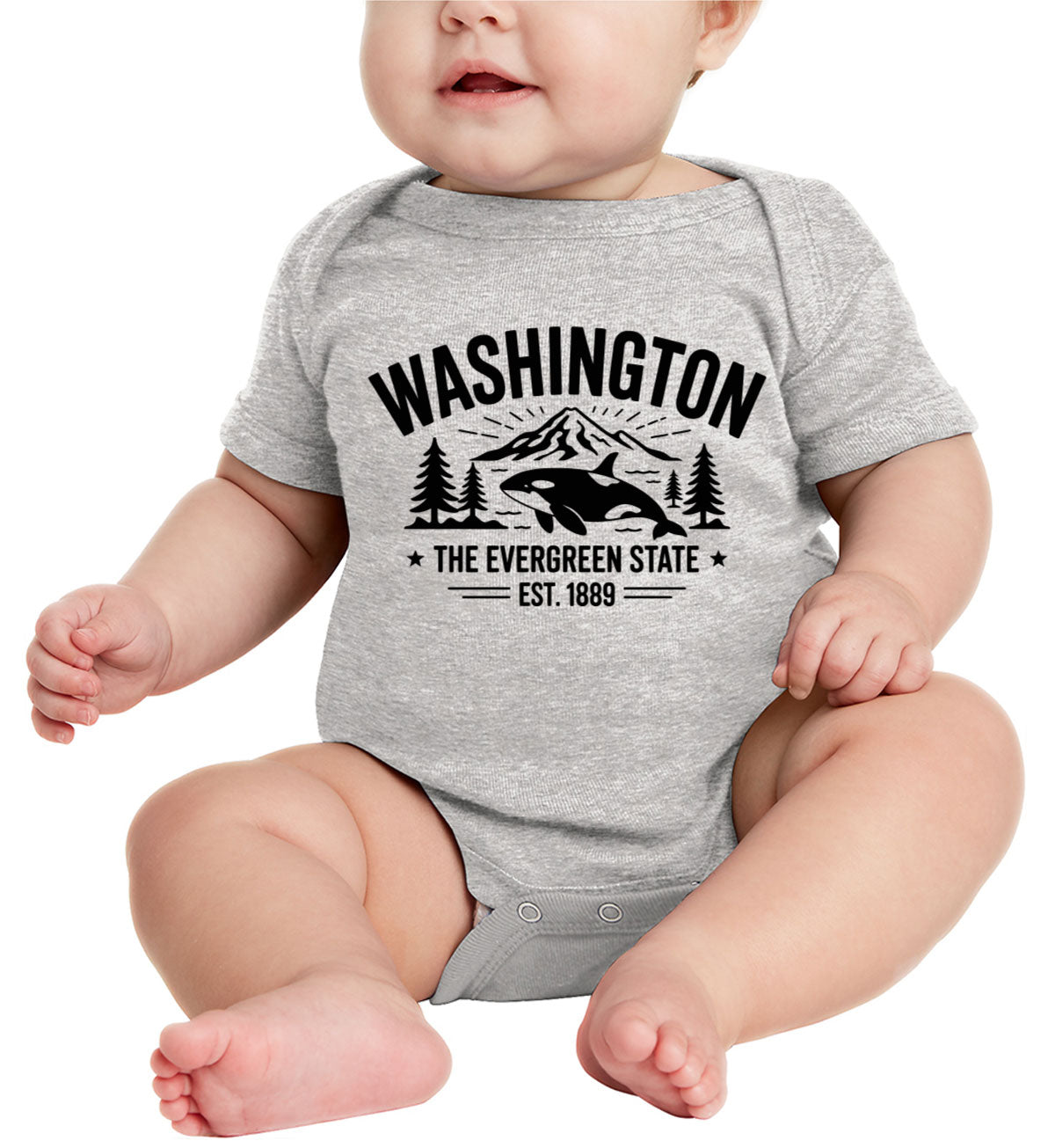 Washington Cityscape Illustration The Evergreen State Baby Onesie