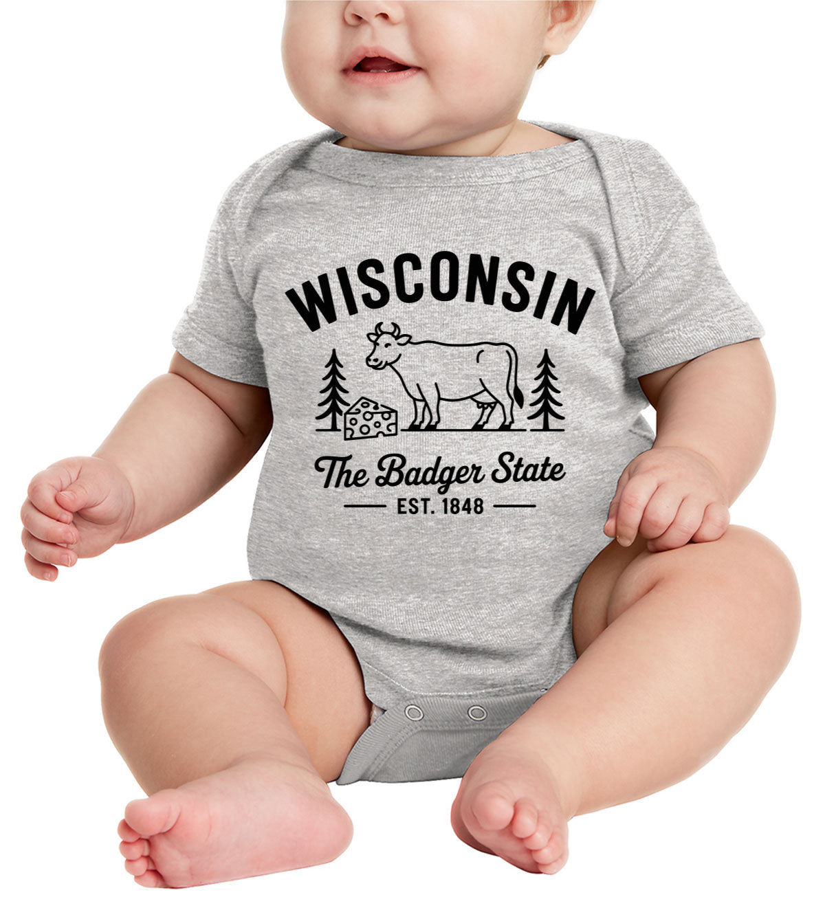 Wisconsin Cityscape Illustration The Badger State Baby Onesie