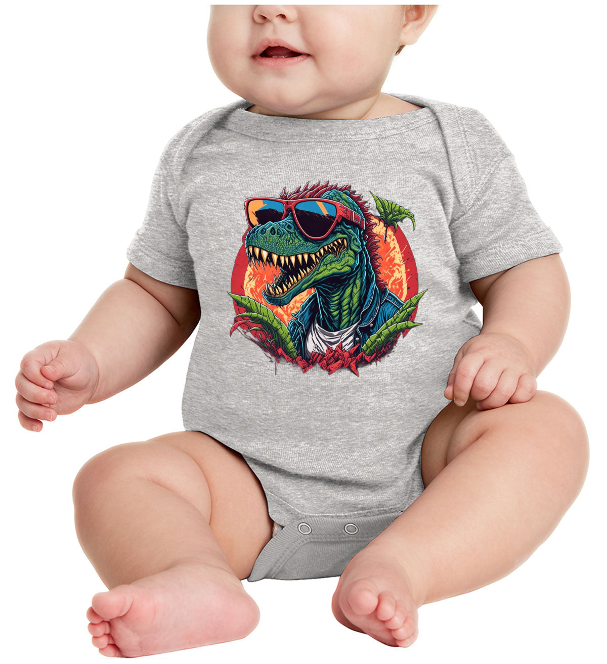 Colorful Dinosaur  Baby Onesie