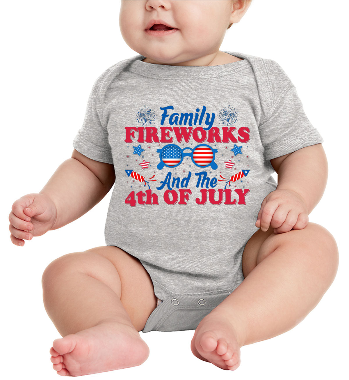 Family Fireworks And The 4th Of July Independence Day Patriotic Baby Onesie