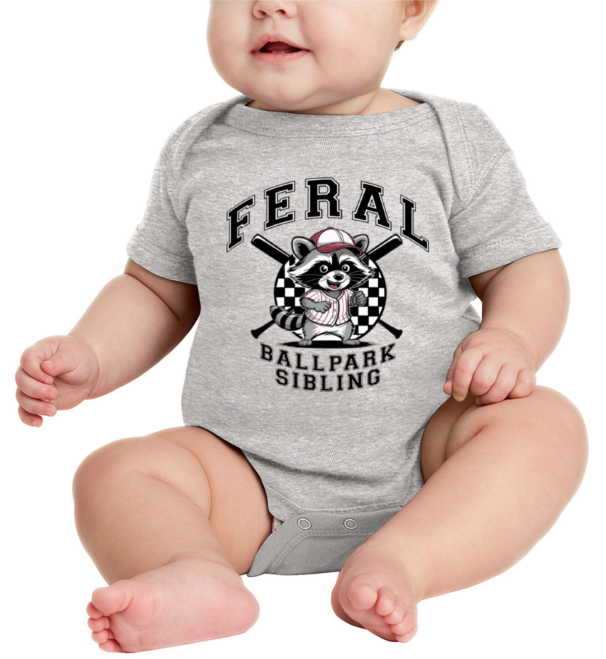 Feral Ballpark Sibling Baseball Baby Onesie