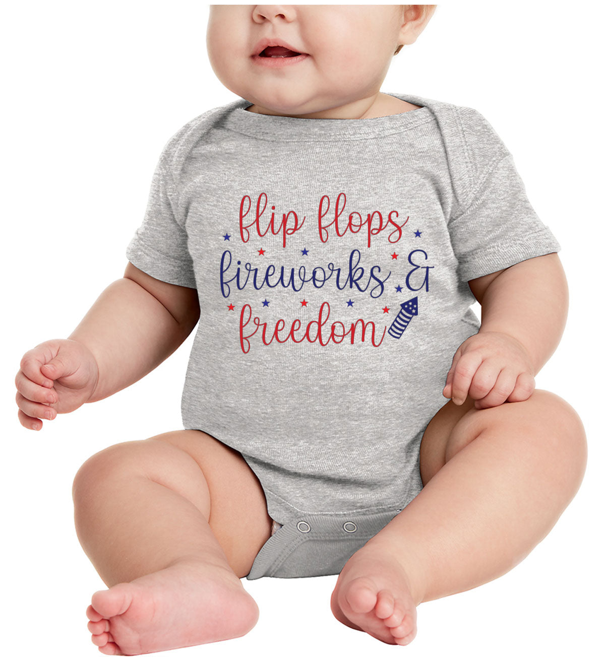 Flip Flops Fireworks And Freedom Patriotic Baby Onesie