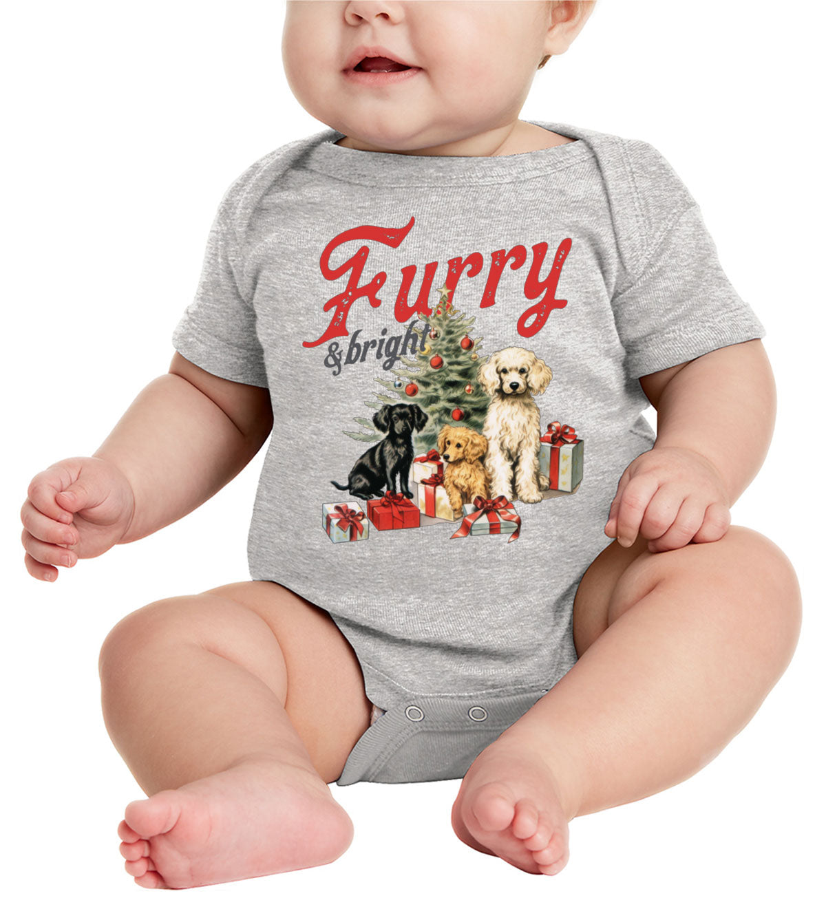 Furry And Bright Christmas Baby Onesie