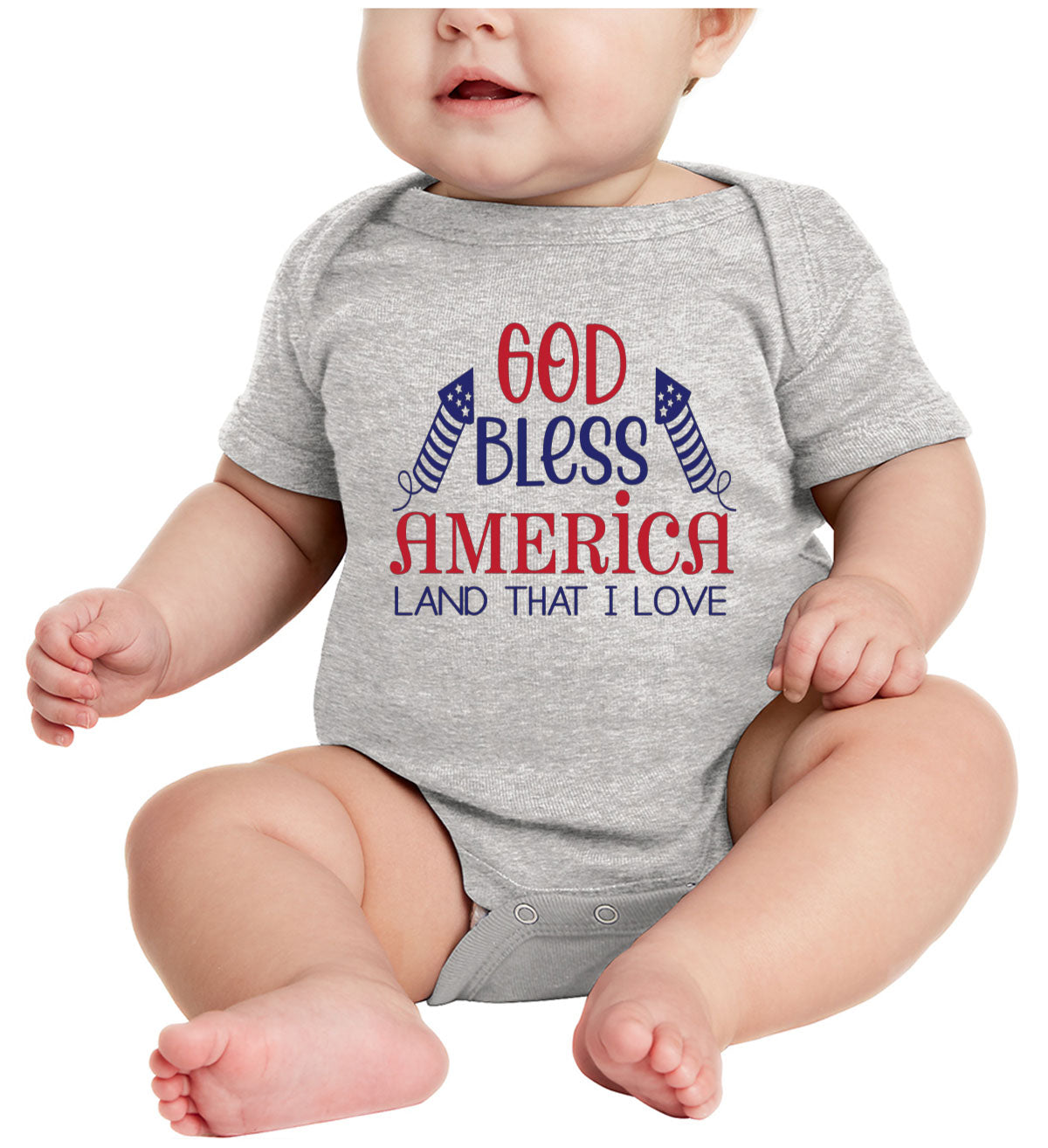 God Bless America Land That I Love Patriotic  Baby Onesie