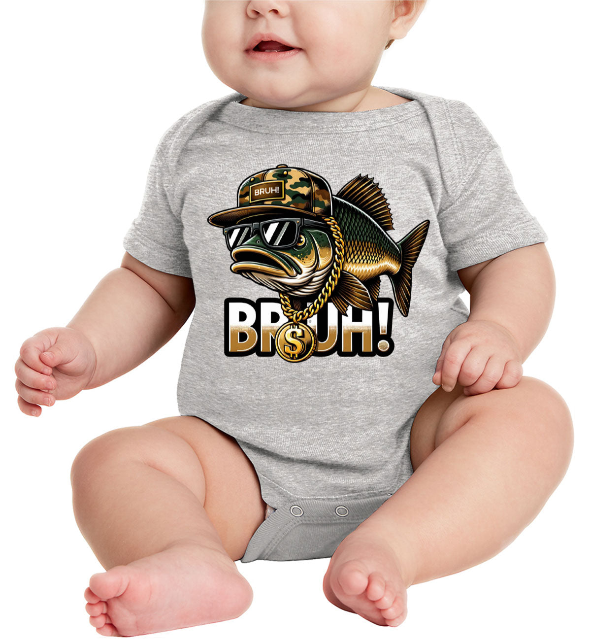 Funny Bass Fishing Baby Onesie