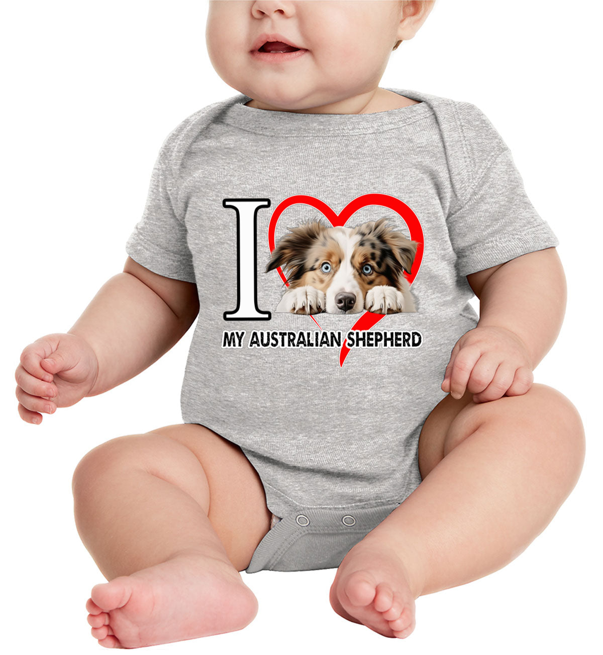 I Love My Australian Shepherd Dog Baby Onesie