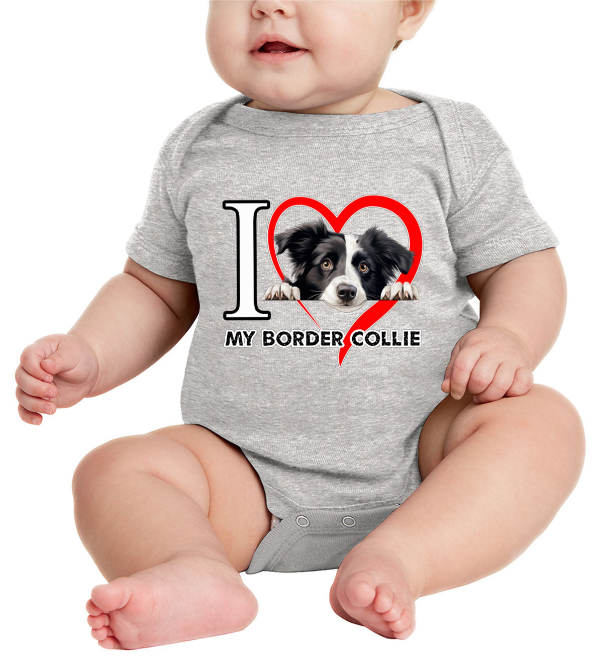 I Love My Border Collie Dog Baby Onesie