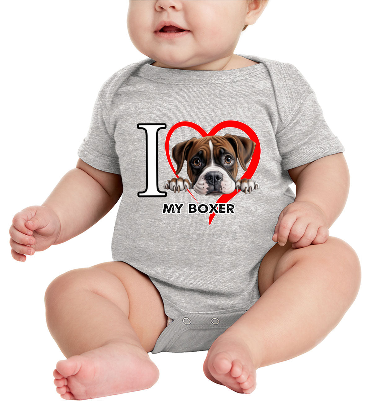 I Love My Boxer Dog Baby Onesie