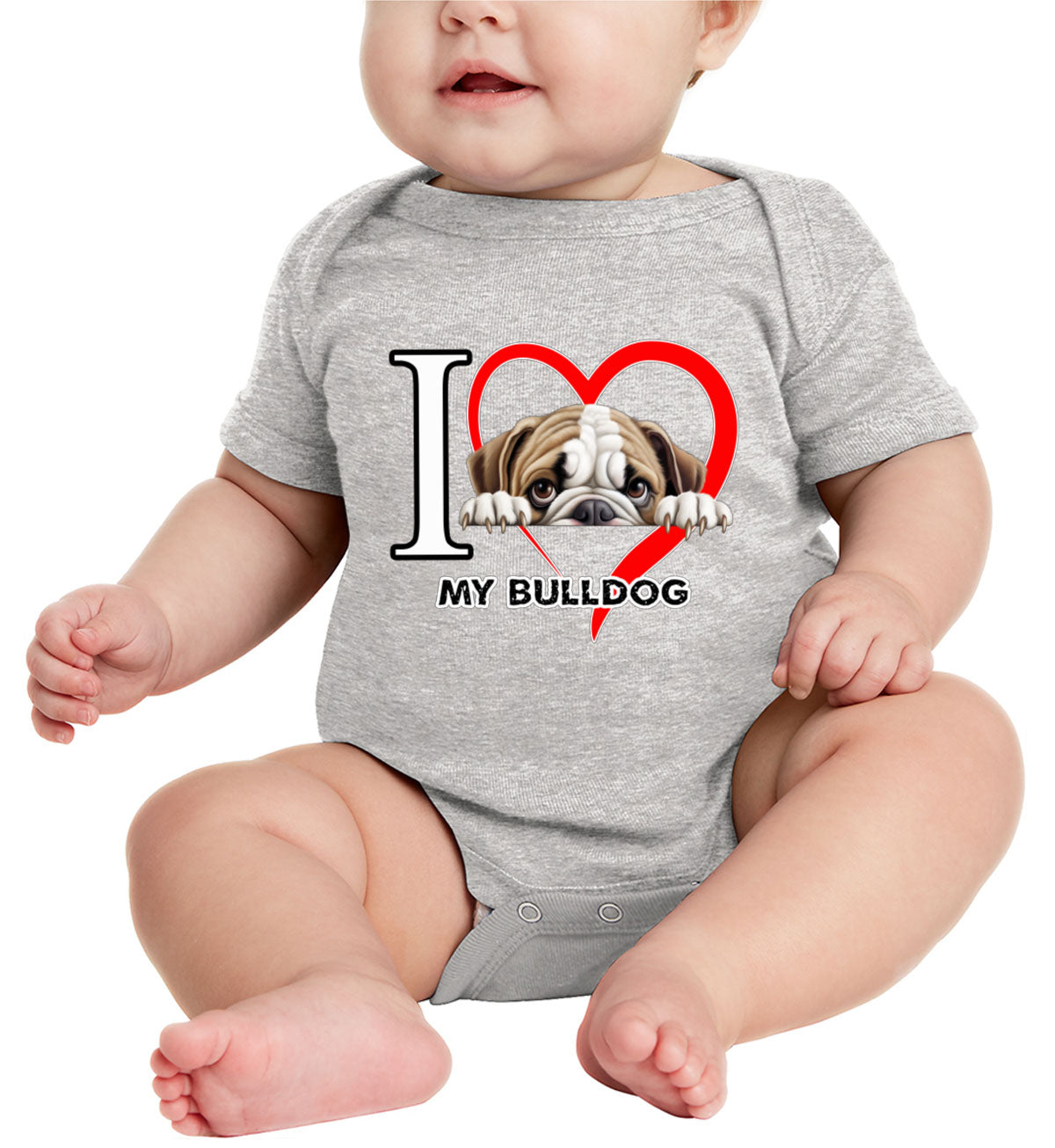 I Love My Bulldog Dog Baby Onesie