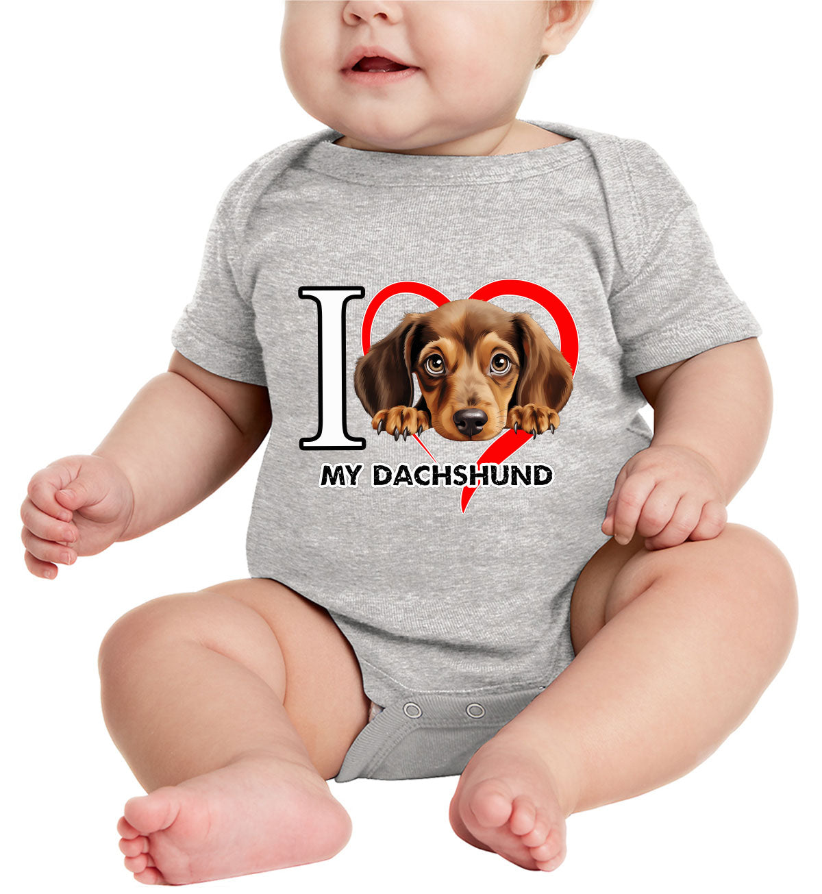 I Love My Dachshund Dog Baby Onesie