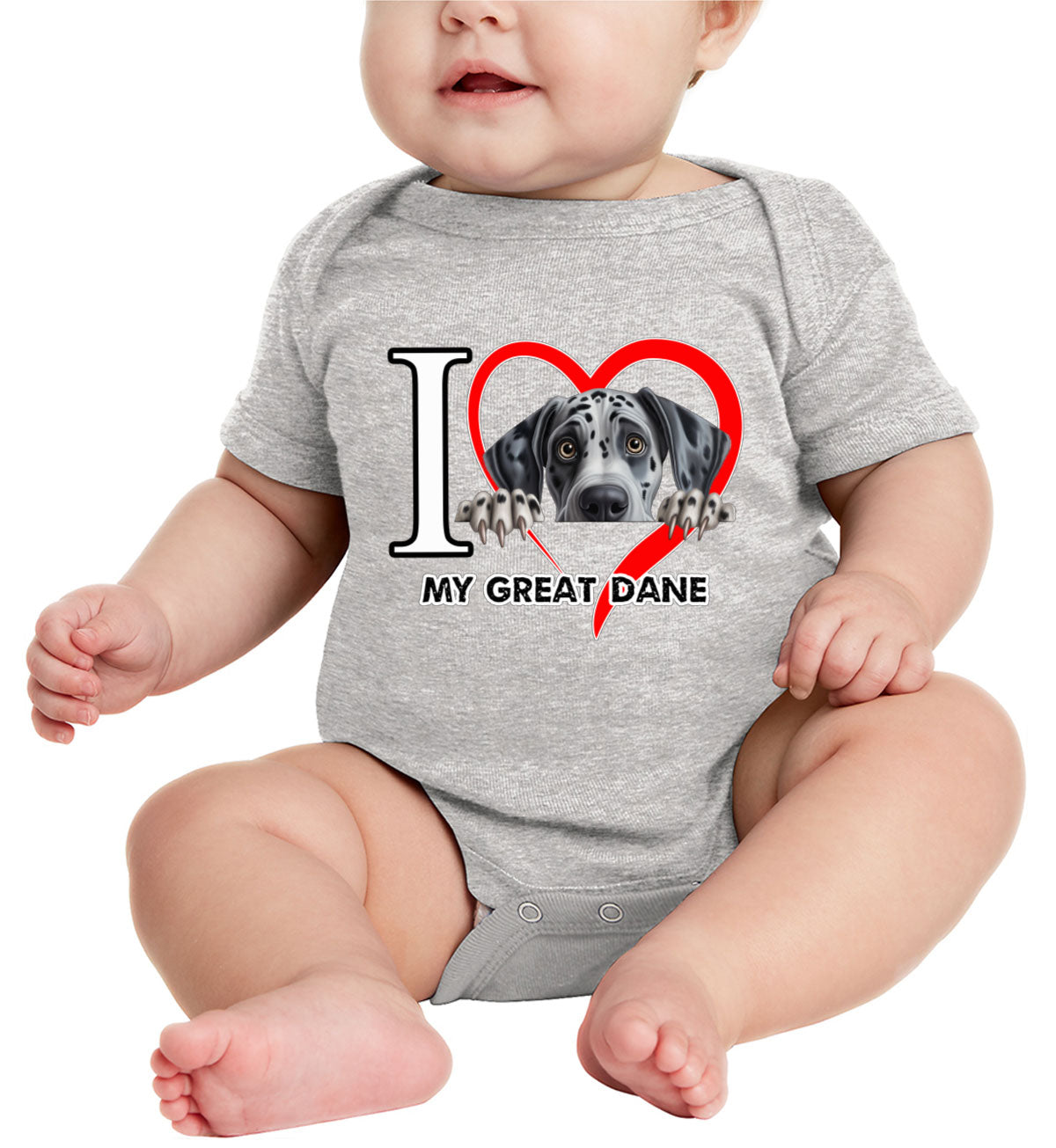 I Love My Great Dane Dog Baby Onesie