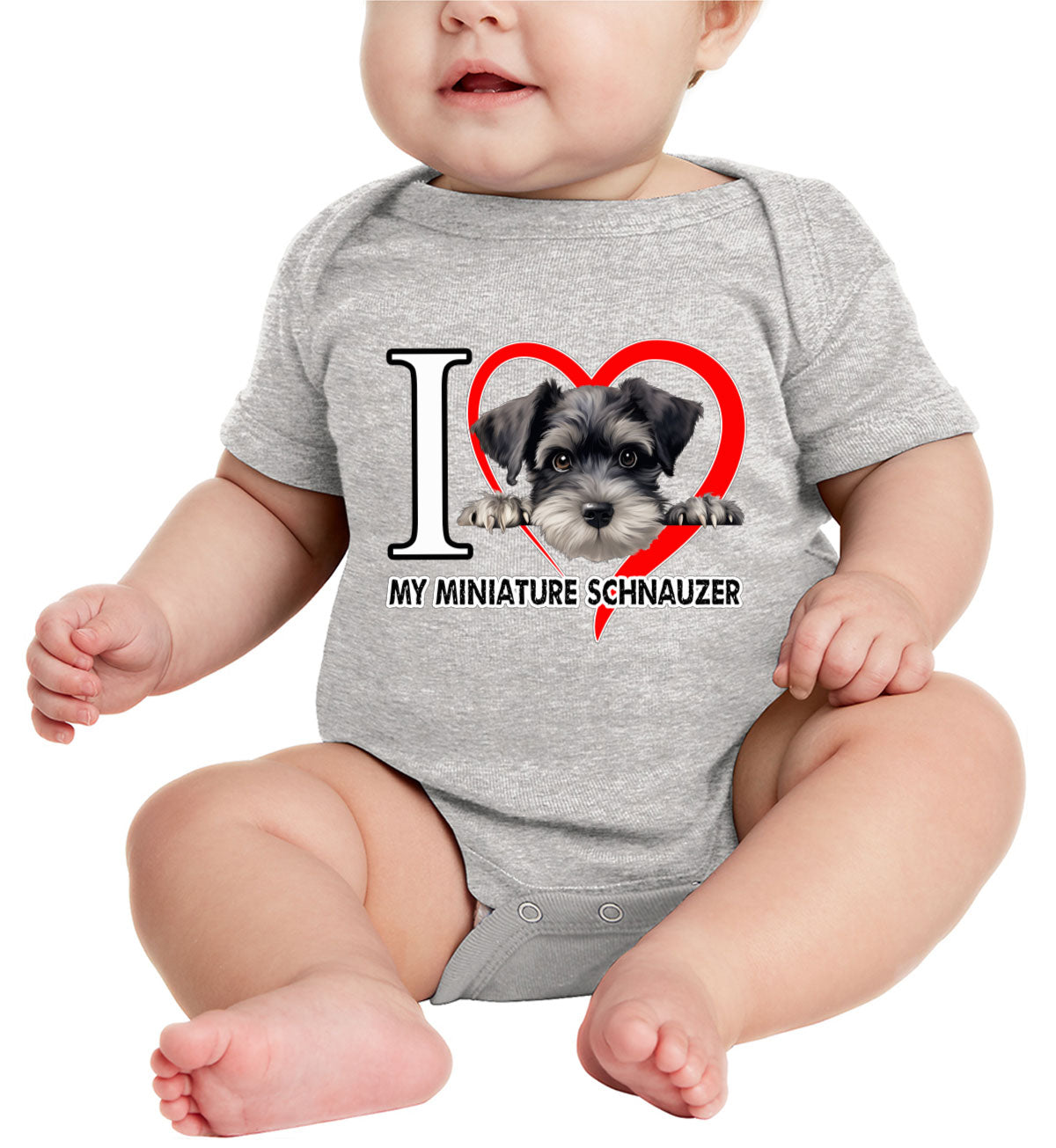 I Love My Miniature Schnauzer Dog Baby Onesie