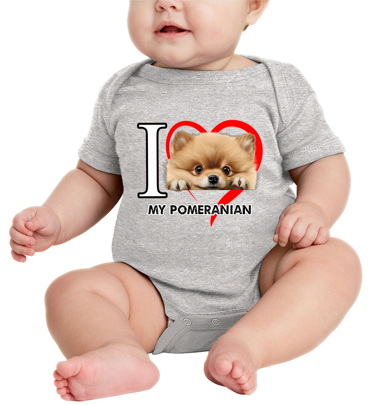 I Love My Pomeranian Dog Baby Onesie