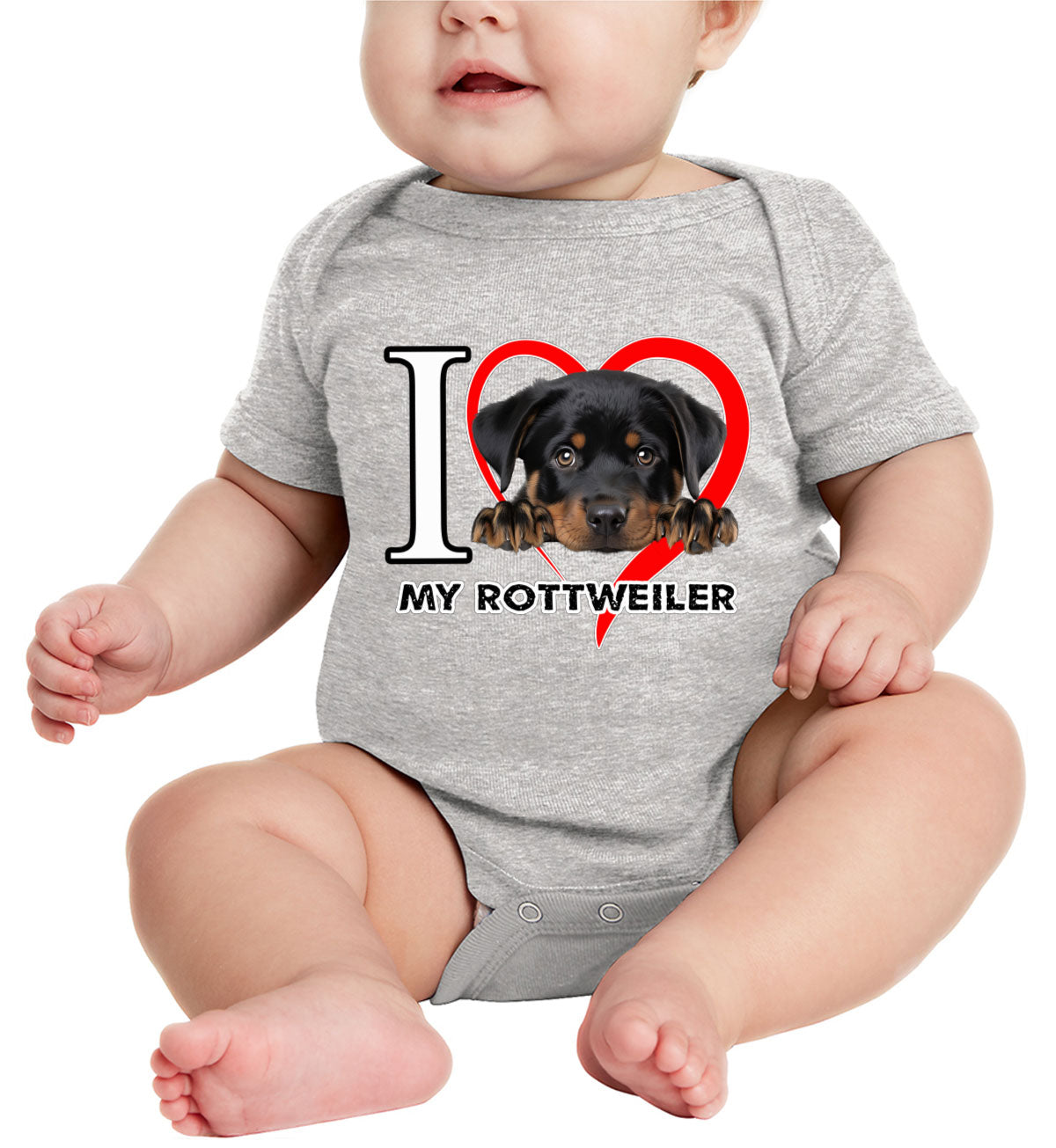 I Love My Rottweiler Dog Baby Onesie