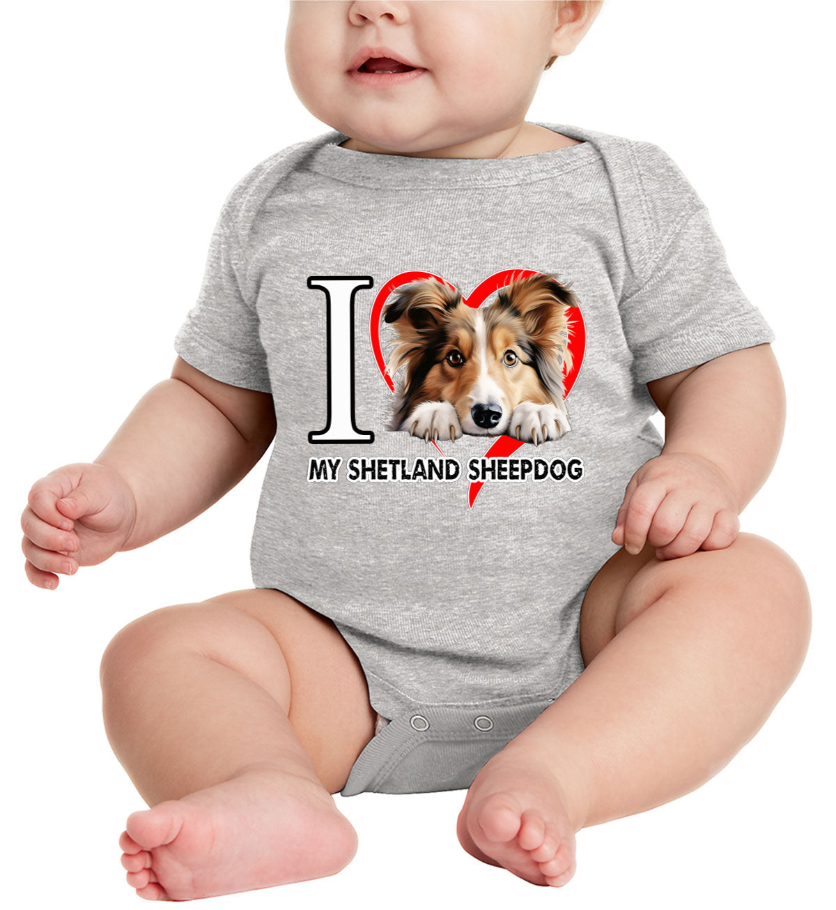 I Love My Shetland Sheepdog Dog Baby Onesie