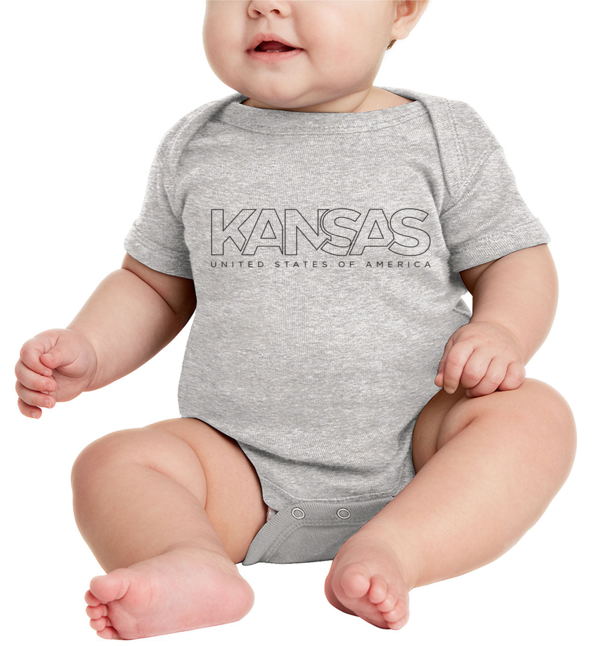 Kansas Outline Typography Baby Onesie