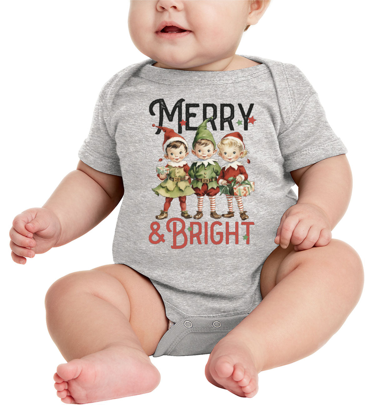 Merry And Bright Christmas Baby Onesie