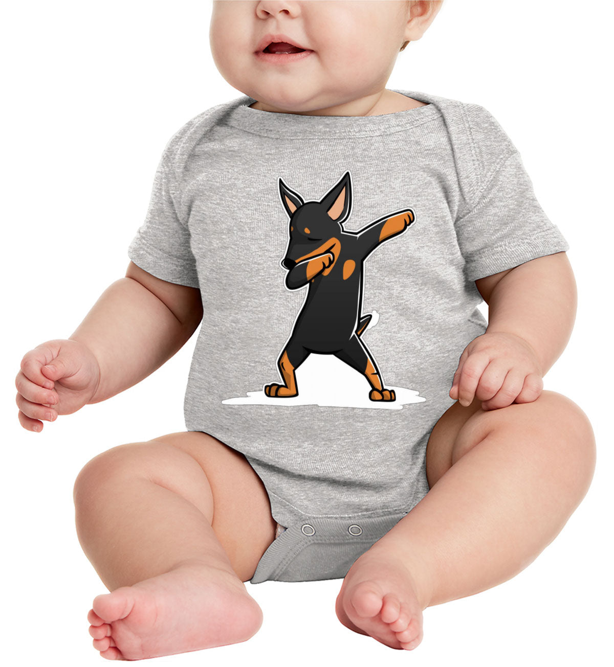 Dabbing Miniature Pinscher Dog Baby Onesie