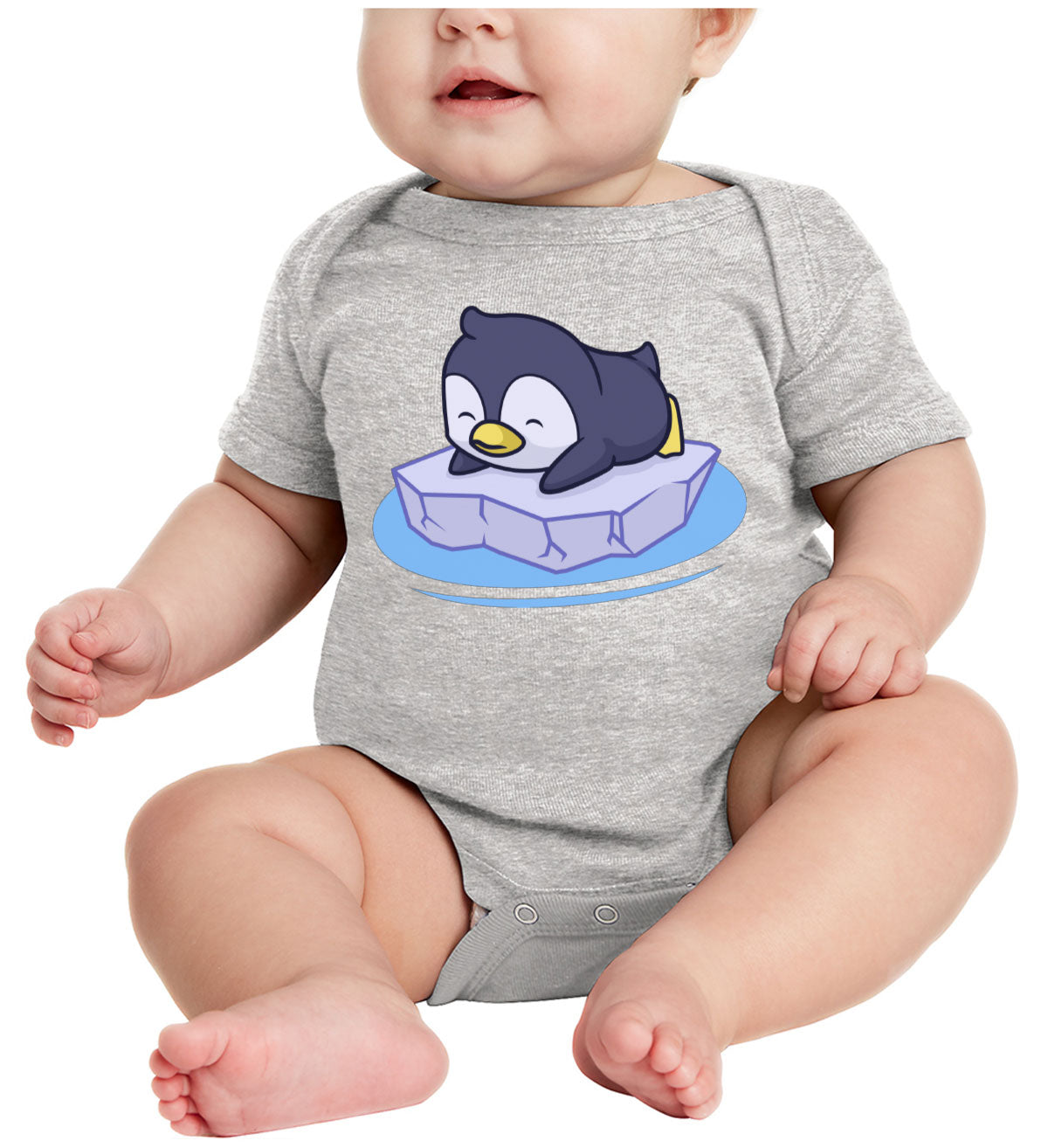 Penguin On Ice Block Baby Onesie