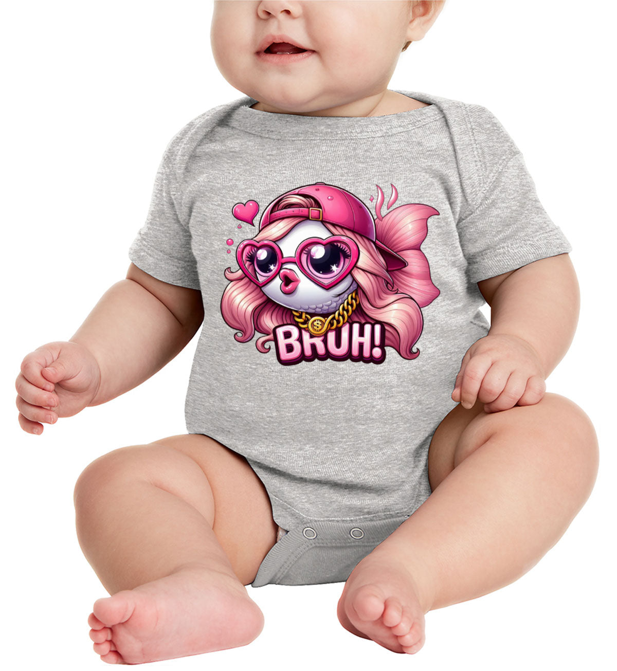 Pink Bass Fishing Baby Onesie