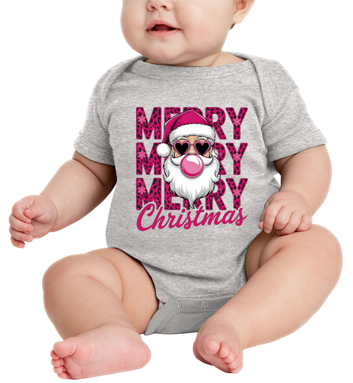 Santa Bubble Gum Merry Christmas Baby Onesie