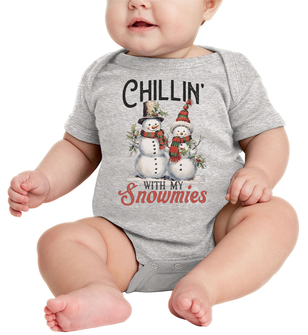 Chillin' With My Snowmies Christmas Baby Onesie