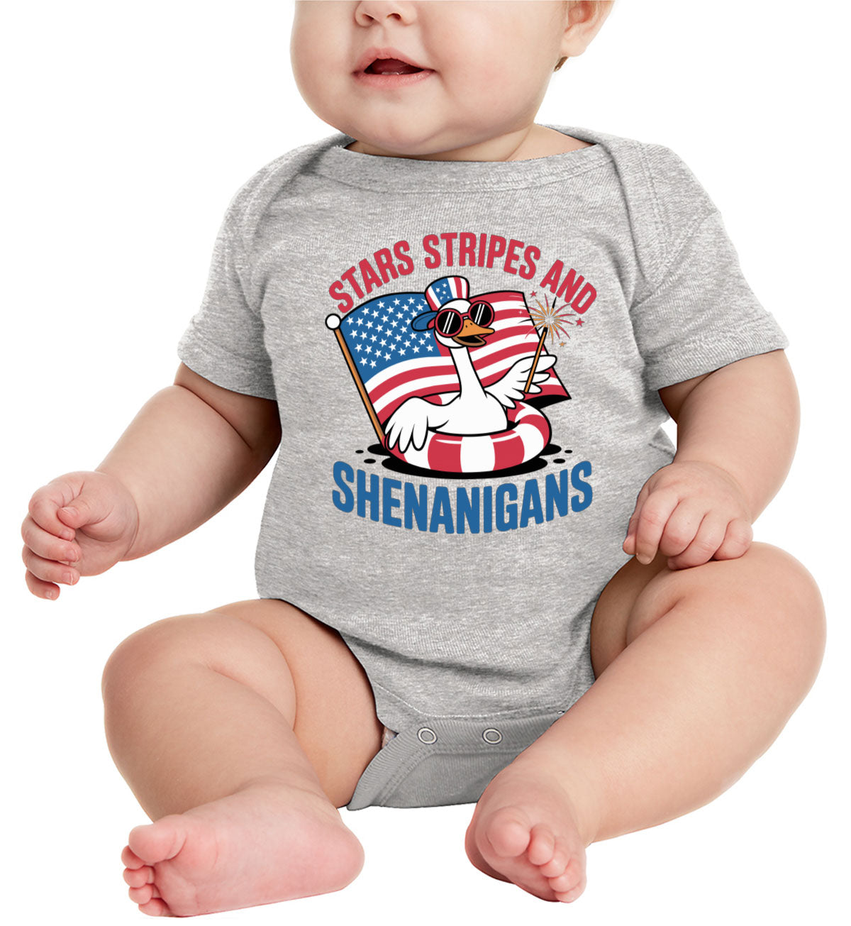 Stars Stripes And Shenanigans Independence Day Patriotic Baby Onesie