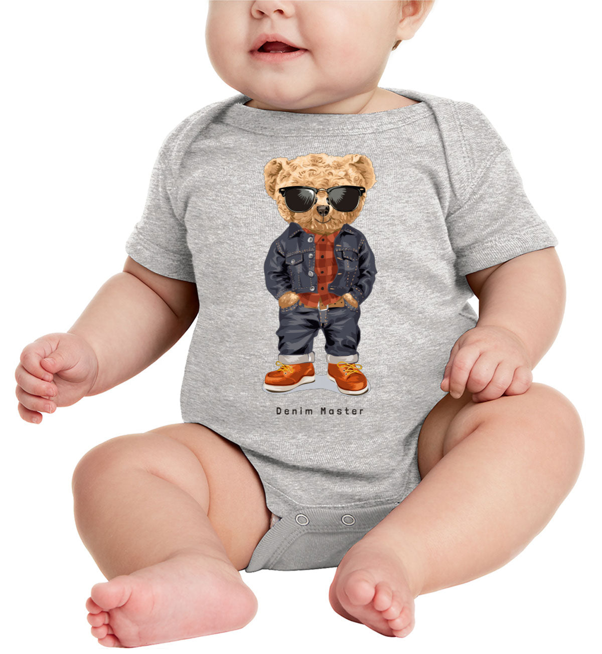 Teddy Bear Denim Master Baby Onesie