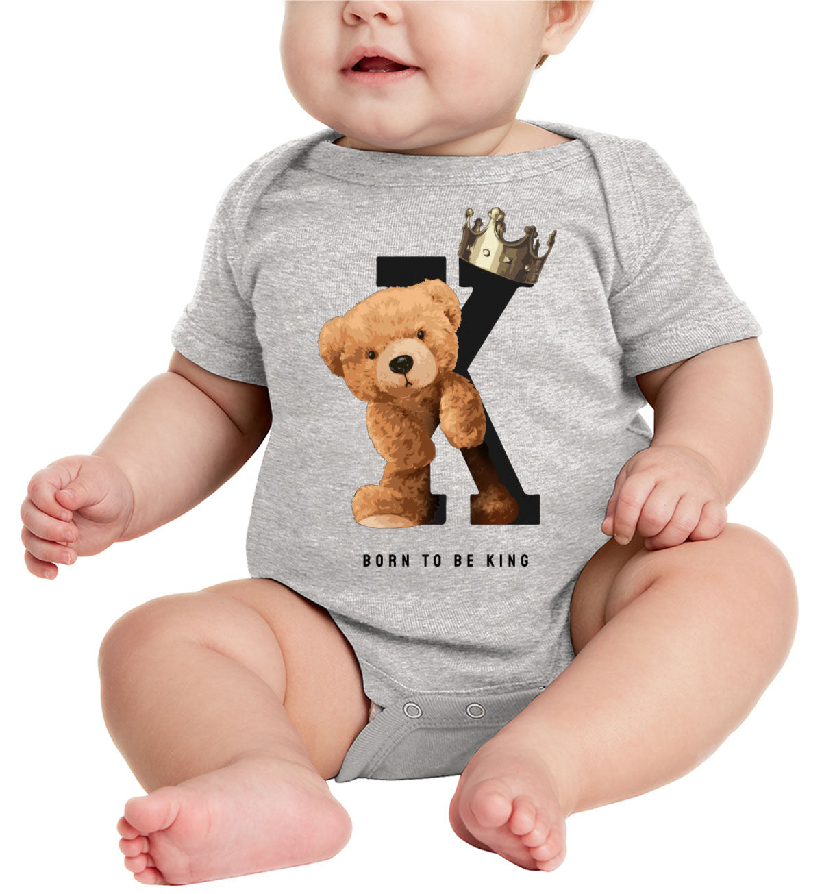 Teddy Bear Born To Be King Baby Onesie