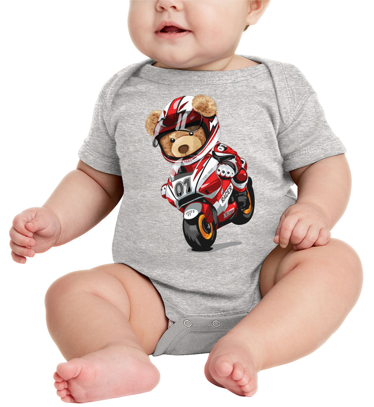 Teddy Bear Motorcycle Baby Onesie