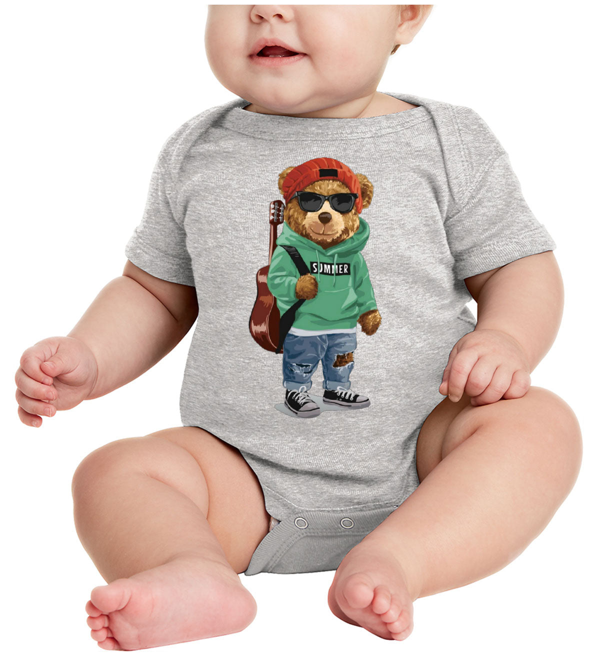 Teddy Bear Musician Baby Onesie