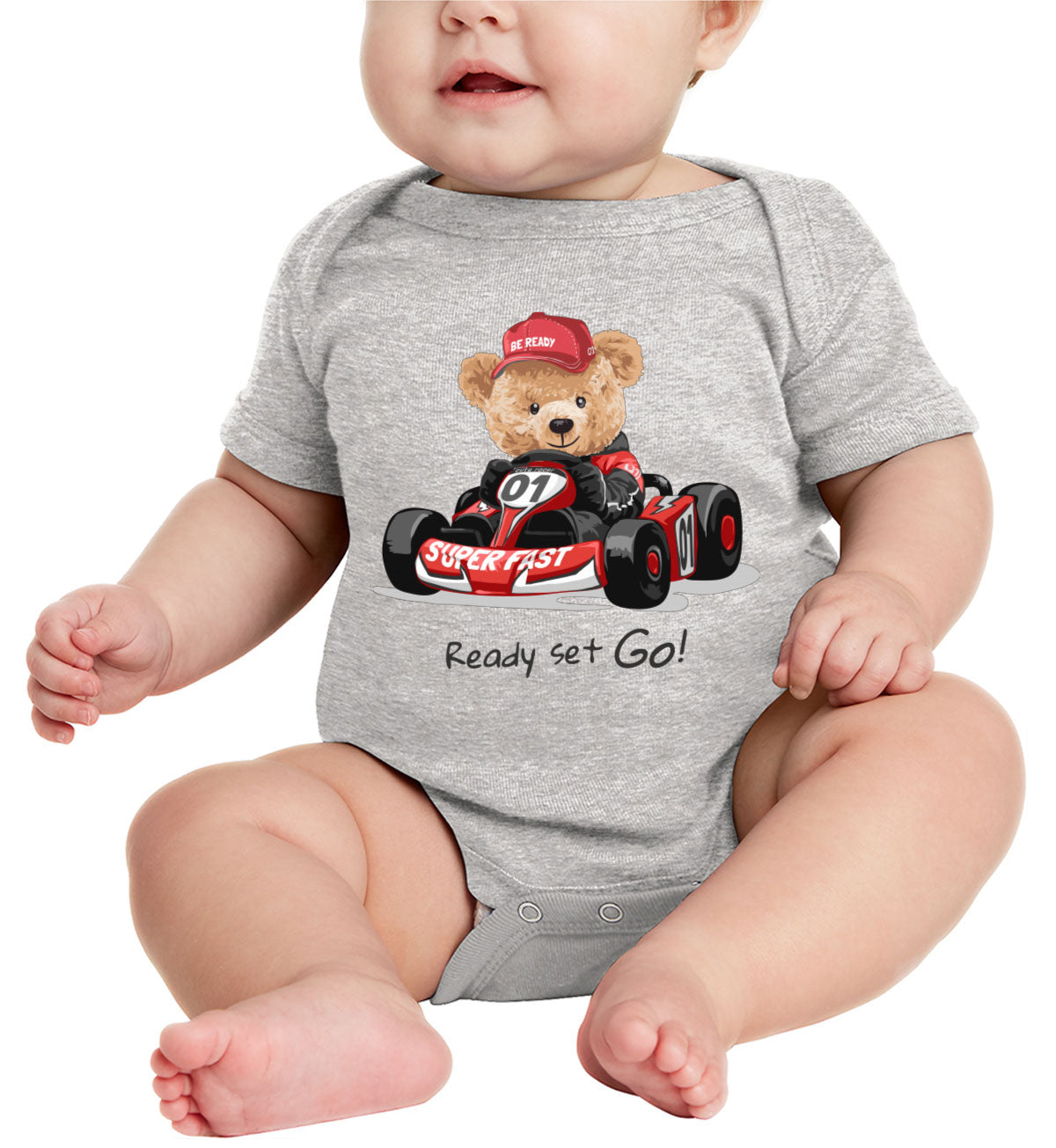 Teddy Bear Racer Baby Onesie