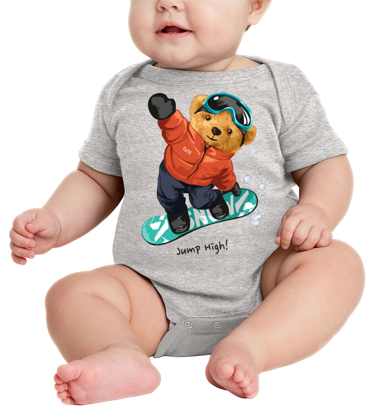 Teddy Bear Ski Board Baby Onesie