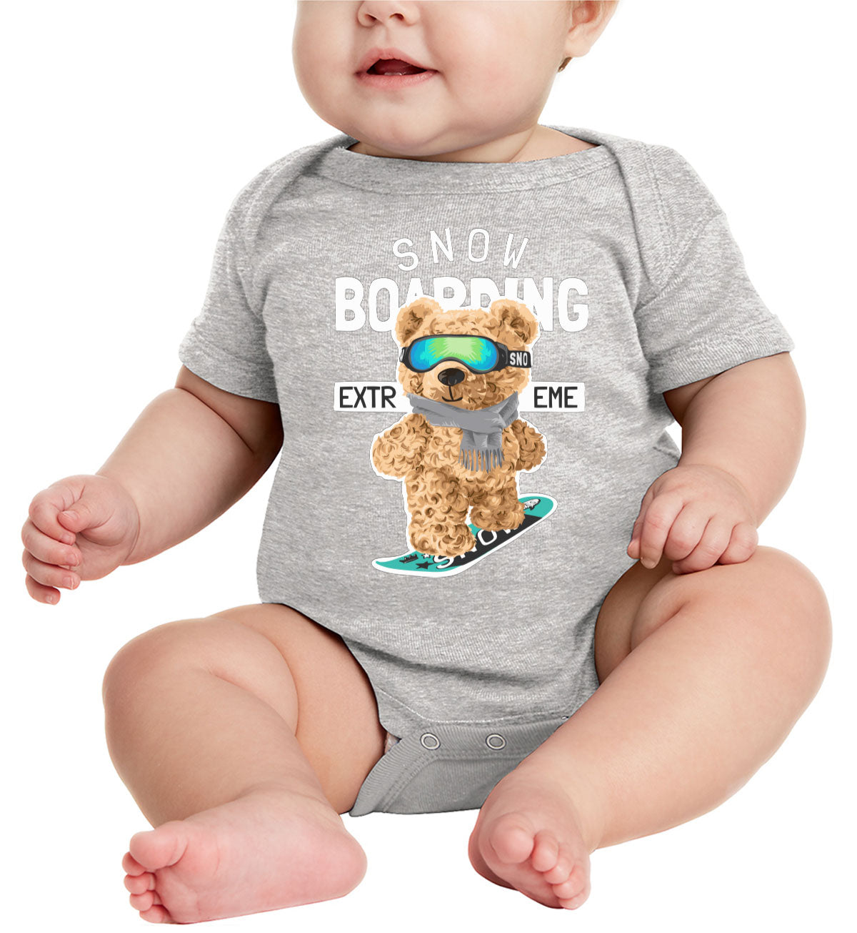 Teddy Bear Extreme Snowboarding Baby Onesie