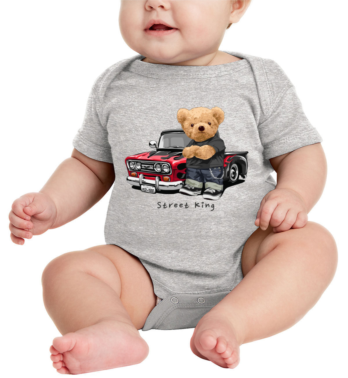 Teddy Bear Street King Baby Onesie