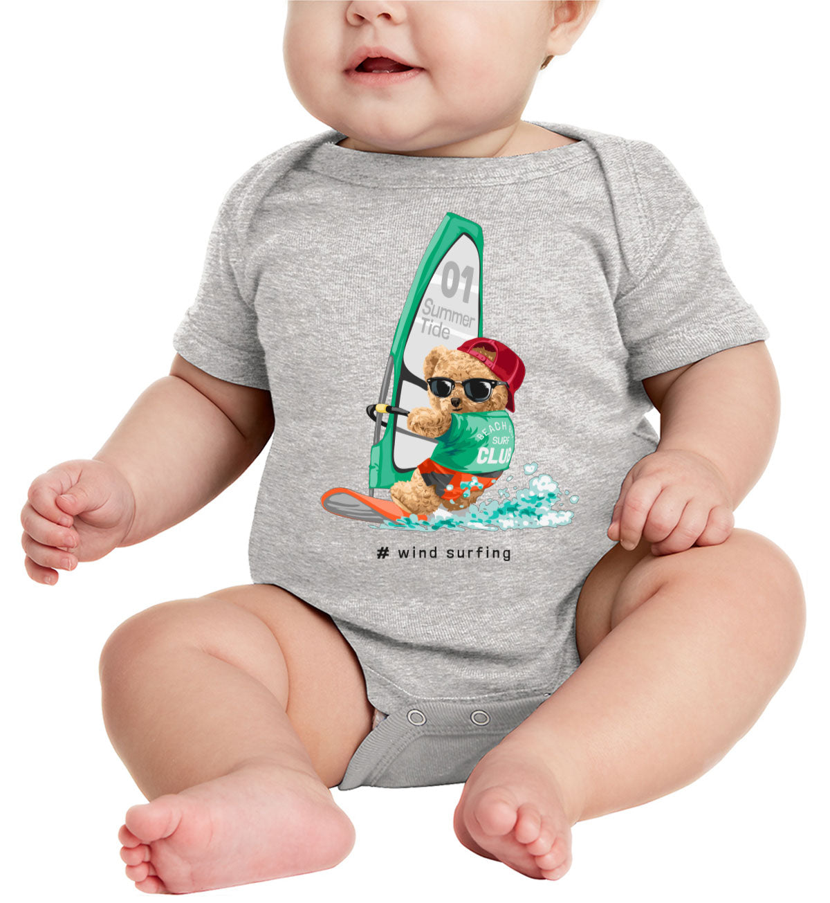 Teddy Bear Surfing Baby Onesie