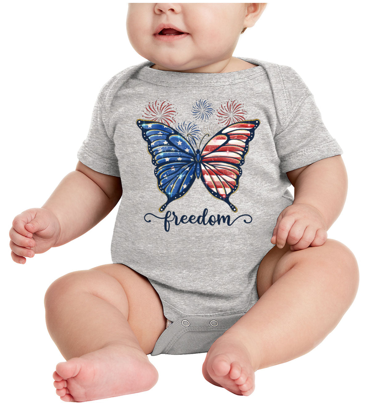 Freedom Butterfly USA Patriotic Baby Onesie