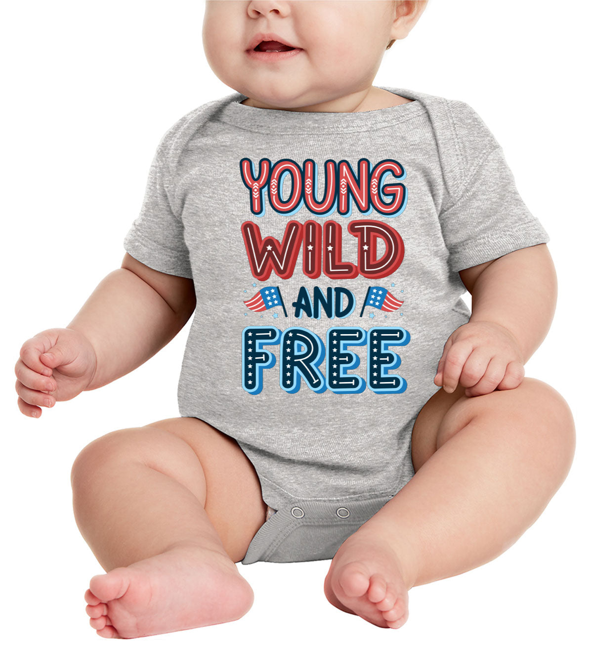 Young Wild And Free Patriotic Baby Onesie