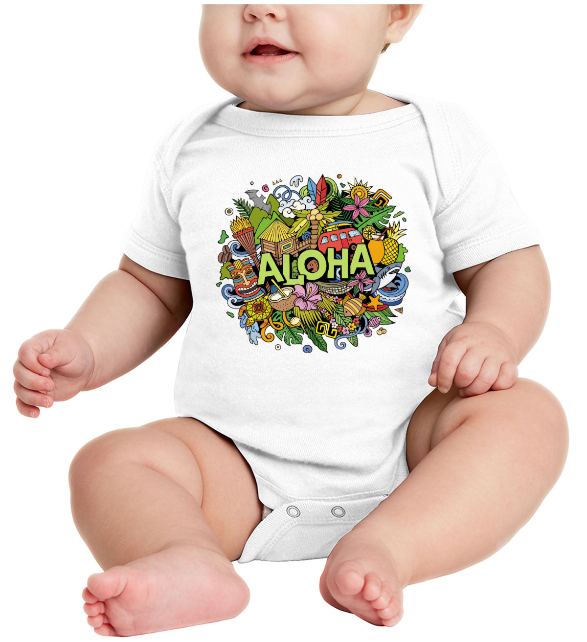 Aloha Hawaii Doodle Baby Onesie