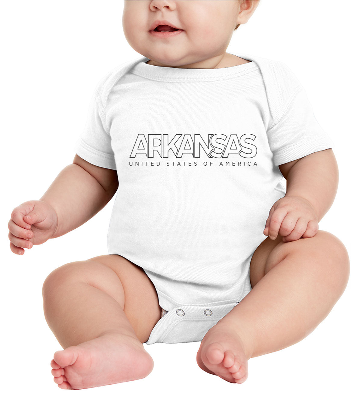 Arkansas Outline Typography Baby Onesie
