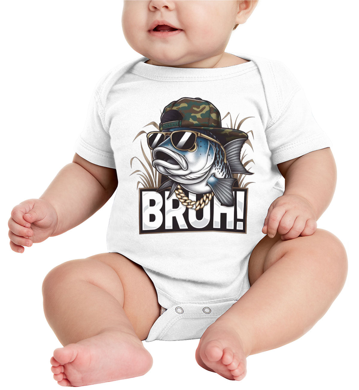 Funny Bass Fishing Baby Onesie