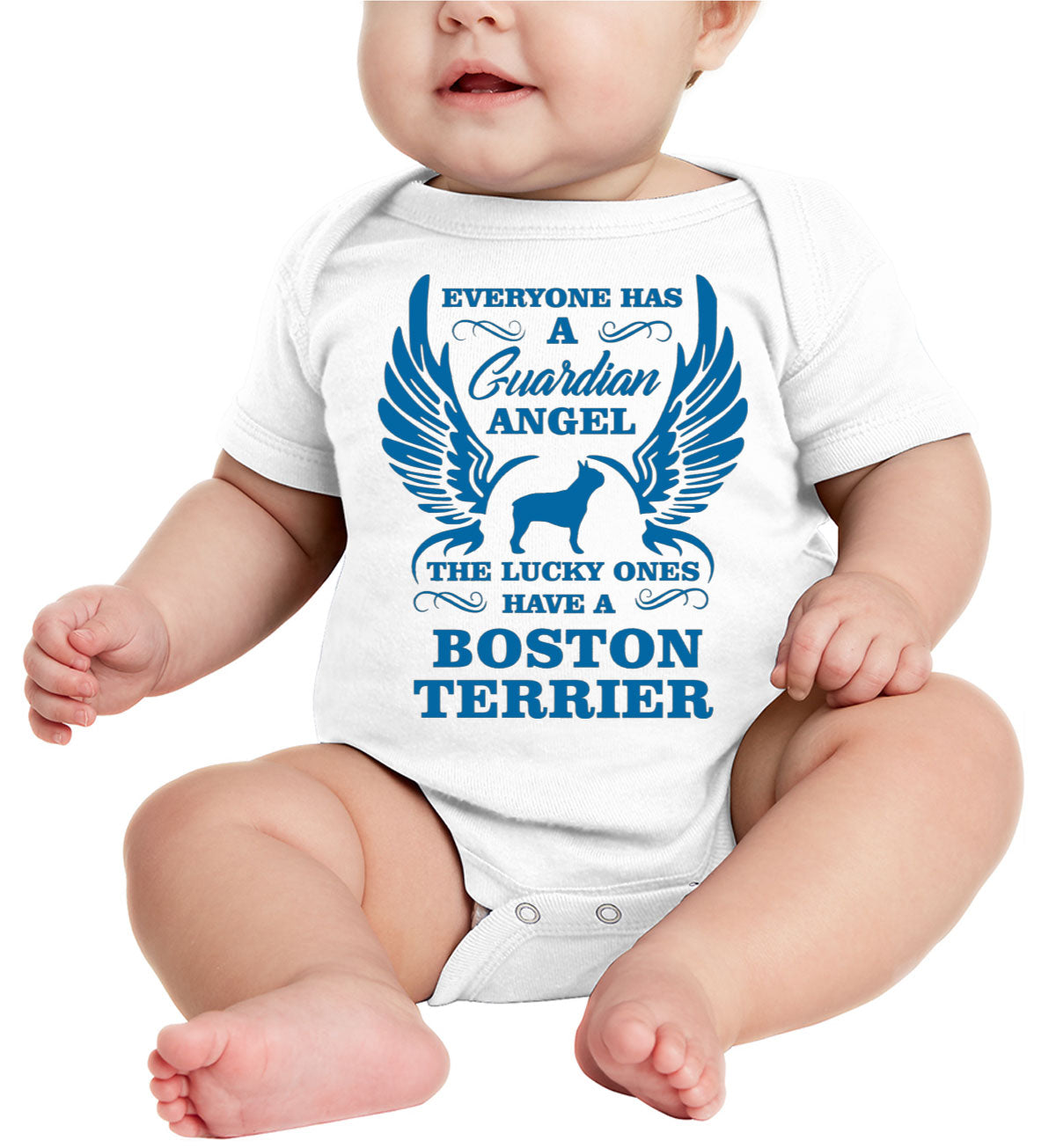 Boston Terrier Guardian Angel Dog Baby Onesie